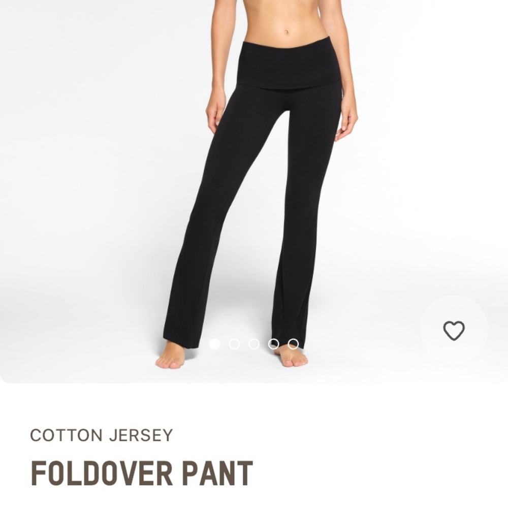 SKIMS Cotton Jersey Foldover Pants Size S Color Soot/black